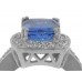 8.37 CT. TW Cushion Cut Tansanite In Round Diamond Halo Accented 14 KT Ring